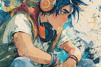 draw unique anime or cartoon album cover art