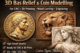 3d bas relief 3d wall art 3d coin model 3c wood carving 3d coin model