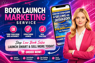 do amazon book launch marketing, social media promo and book launch flyer design