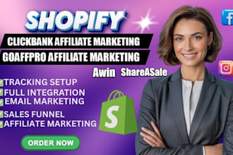 set up and manage your shopify affiliate marketing program clickbank, shareasale