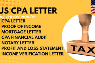 issue a US CPA letter for mortgage, proof of income and financial verification