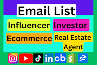 youtube, instagram influencer research, ecommerce lead, investor email list