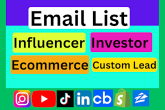 youtube, instagram influencer research, ecommerce lead, investor email list