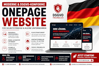 erstelle eine dsgvo konforme onepage website fur selbststandige und kmu