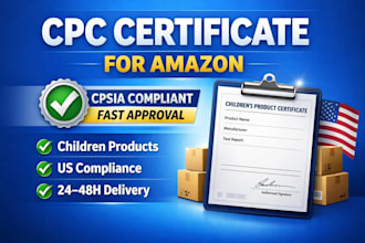 provide cpsia compliant CPC certificate for amazon children products USA