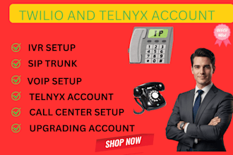 setup twilio telnyx account sip trunk bulk sms did number ivr setup call center