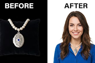 create and retouch realistic jewelry mockups necklace wristband clothing brand