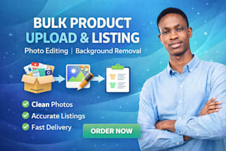 do bulk product upload image photo editing product listing background removal