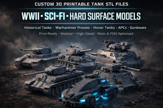 commission custom ww2 military tank stl for 3d print, rpg wargaming 3d tank stl