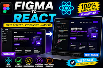 convert figma to react js responsive website with pixel perfect design
