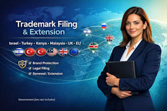 file trademark in israel, turkey, kenya, malaysia, uk, eu and handle extension