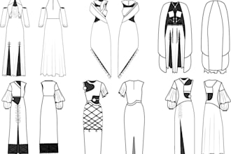 sketch flat illustration for clothing designs
