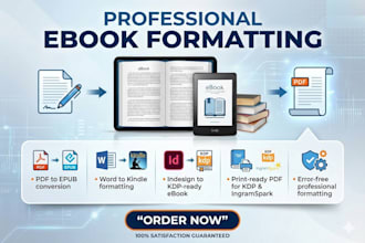 professional ebook formatting  PDF word and indesign to kindle and epub