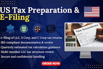 prepare and efile us tax returns for w2 individuals, llcs, s corps, and c corp