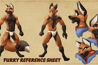 draw furry ref sheet, fursona, furry reference sheet, anthro ref sheet, oc, nsfw
