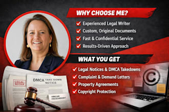 draft a legal notice, dmca takedown, or professional complaint letter