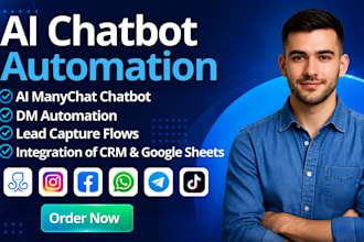 create ai chatbot for social media businesses with manychat