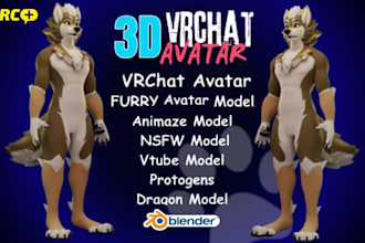 3d vrchat avatar furry nsfw vrc character vtuber model