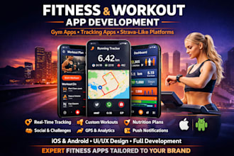 build fitness app, gym app, fitness website and workout app like strava