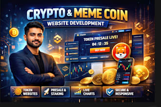 design a crypto, meme coin, create presale staking website, memecoin website