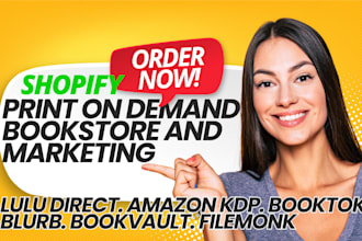 setup shopify print on demand bookstore lulu direct amazon kdp booktok blurb pod