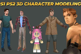 create stylized retro ps1 ps2 psx n64 low poly 3d game characters in y2k style
