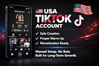 create USA tiktok USA instagram account with proper warm up