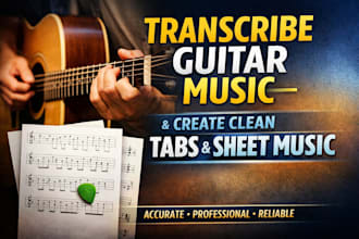 transcribe guitar music and create clean tabs and sheet music