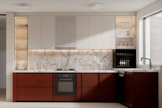 create realistic 3d kitchen interior renderings