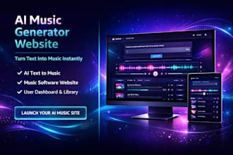 develop ai music generator website, software music website, ai text to music