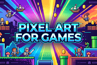 create retro 8bit 16bit pixel art characters and animations for games in unity