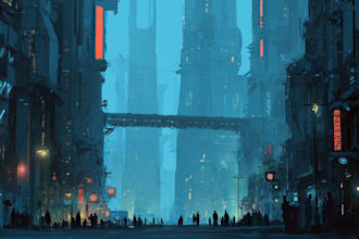 design cyberpunk futuristic city illustration