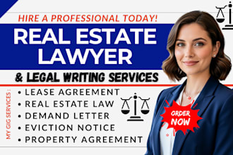 be real estate online US lawyer draft legal letter agreement and legal writing