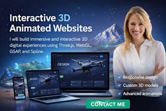 build interactive 3d animated website, 3d webflow website, 3d animated website