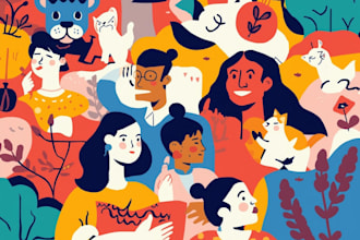 create colorful cartoon and flat style illustration