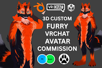 do custom vrchat furry avatar fursona facial rig 3d model vrc anime nsfw avatar