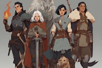 draw original dnd or rpg character art mpas party for you