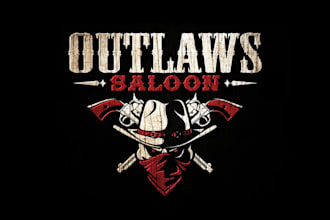 design awesome outlaws saloon or t shirt brand logo