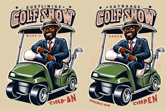 design high quality golf cart mascot logo with t shirt design