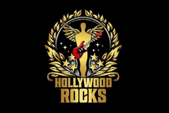 design unique hollywood rocks logo
