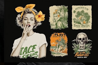 draw vintage retro t shirt clothing illustration design
