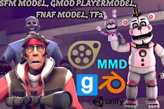 create custom sfm model, fnaf model, tf2, gmod playermodel, mmd, vrchat avatar