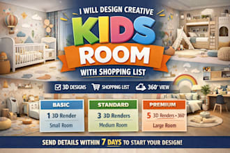 design creative kids room with shopping list