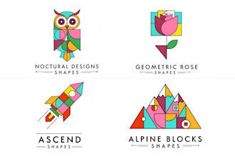 design polygonal, origami, low poly, geometric minimalist logo