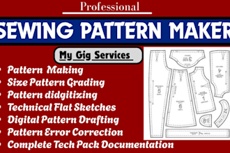 create PDF cad garment pattern making sewing instruction and dxf pattern grading