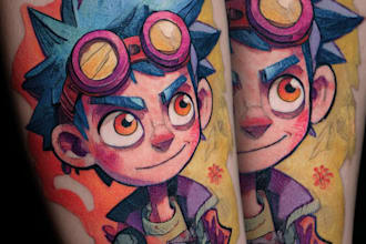 create unique newschool, cartoony tattoo design