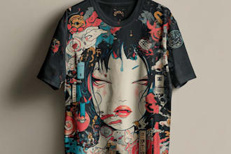 do a japanese t shirt illustration