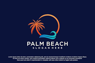 design awesome sunset summer beach logo for you