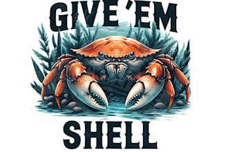 design custom hand drawn crabbing logo with t shirt illustration
