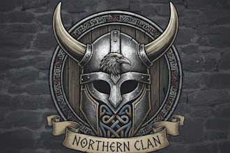 design a fierce and professional viking helmet logo for your brand